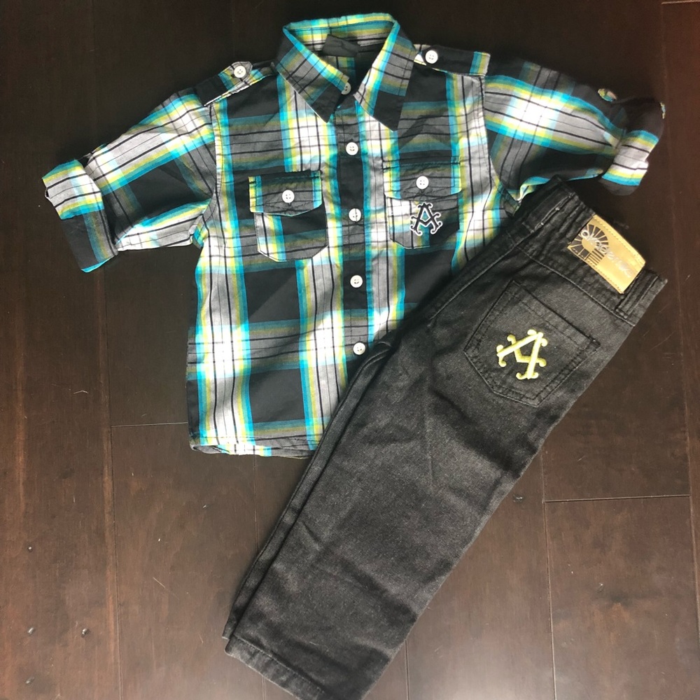 Akademiks kids button down outfit